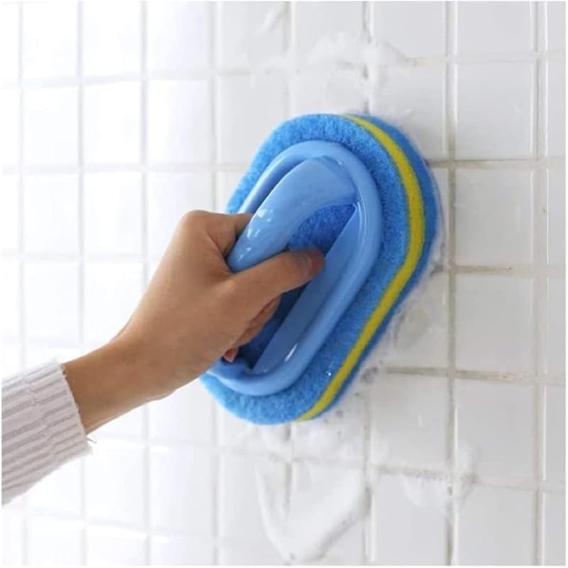 KOKSI 2-Piece Cleaning Brush for Bathroom Kitchen Bathtub Toilet Cleaner All Purpose Shower Sponge Scrubbing Brush with Ergonomic Handle