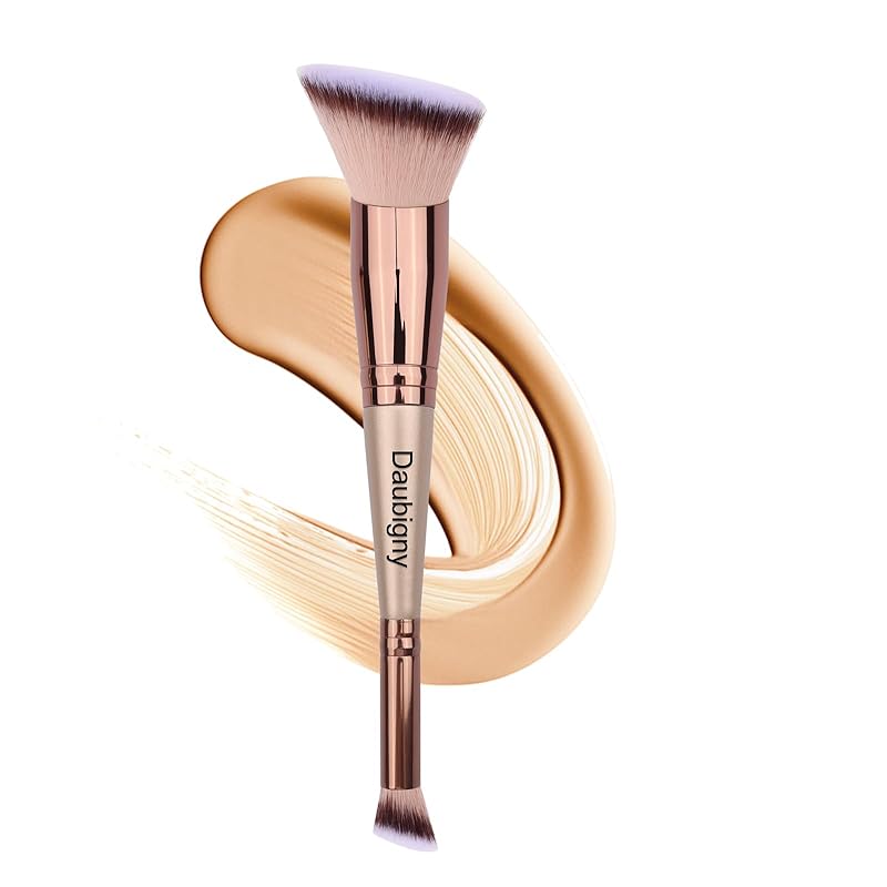 Daubigny Makeup Brushes Dual-ended Foundation Brush Concealer Brush Perfect for Any Look Premium Luxe Hair Rounded Taperd Flawless Brush Ideal for Liquid, Cream, Powder,Blending,Concealer(Angled)
