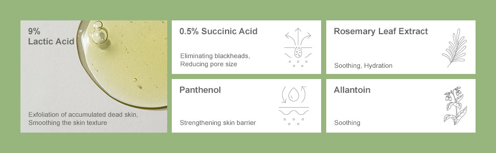 KAINE Rosemary AHA Night Serum | Lactic Acid & Rosemary Leaf Extract Serum for Face - Mildly Exfoliates without Drying for Radiant, For Acne Prone, Sensitive Skin, Korean Skin Care, 30mL / 1.01 fl oz