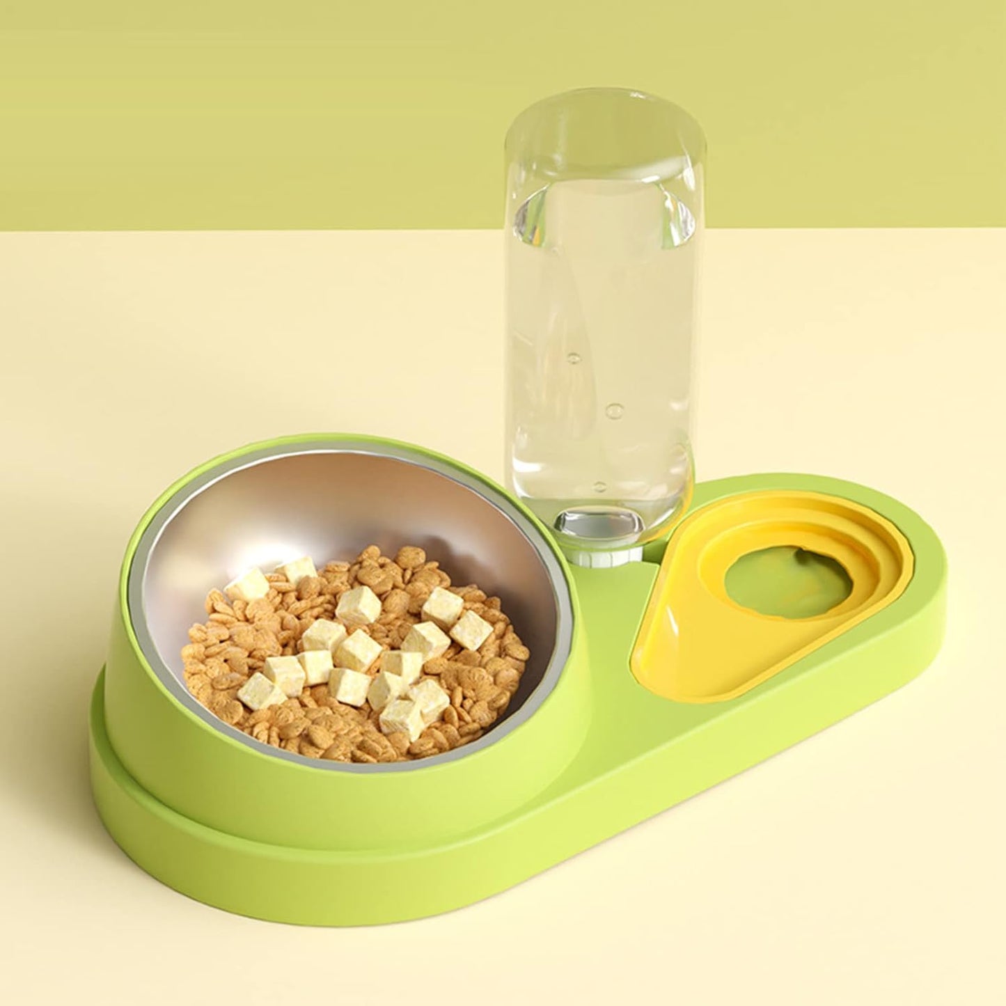 Dog Feeder Set Tilted Postures Cats Food Bowl Anti-Vomiting Raised Bowls with Water Dispenser Bottle Easy to
