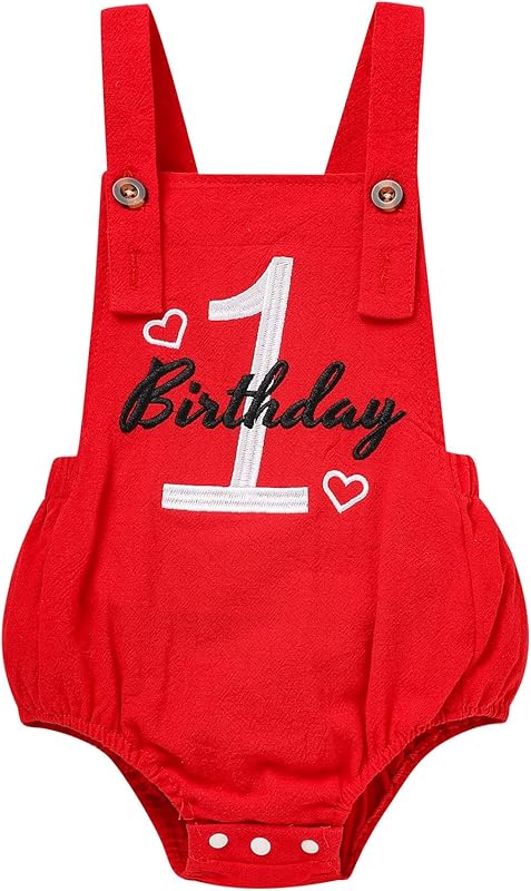Baby Boys Girls 1st Birthday Romper Baby First Birthday Outfit Boy Solid Color Jumpsuit Cake Smash Outfit