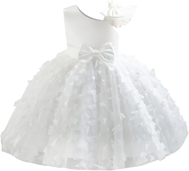 Toddler Baby Girl Butterfly Tutu Dress Bowknot Princess Flower Girl Wedding Pageant Birthday Party Dresses