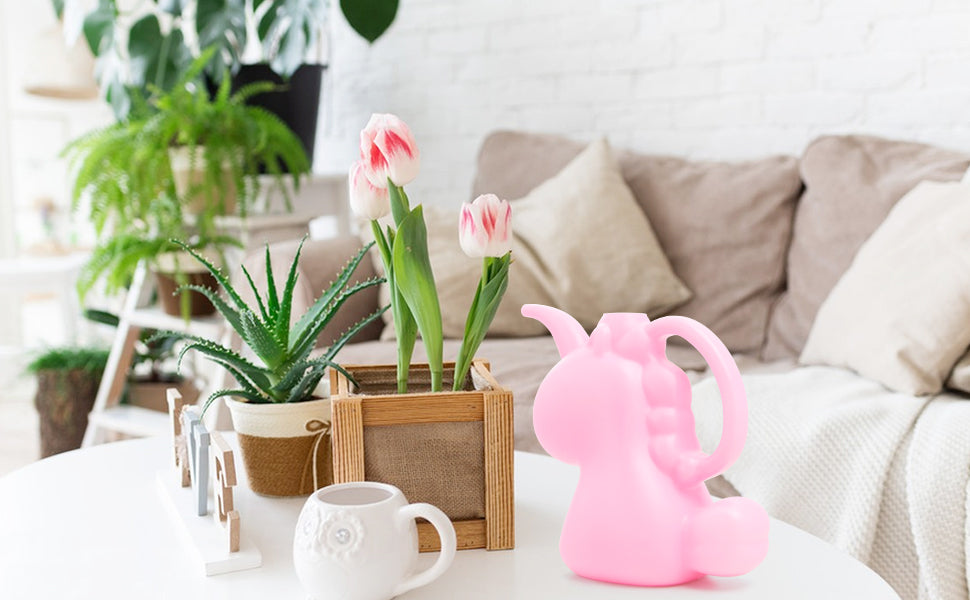 XXXFLOWER Unicorns Indoor Watering Can, 1 L Cute Animal Water Cans, Novelty Unicorns Shape Watering Pot for Office House Indoor Garden(Pink)
