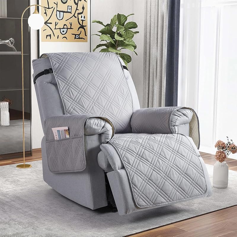 TAOCOCO 100% Waterproof Recliner Chair Cover, Non Slip Covers for Recliner Chair with Pocket, Washable Reclining Chair/Furniture Protector for Kids, Pets(23.6'', Chocolate)
