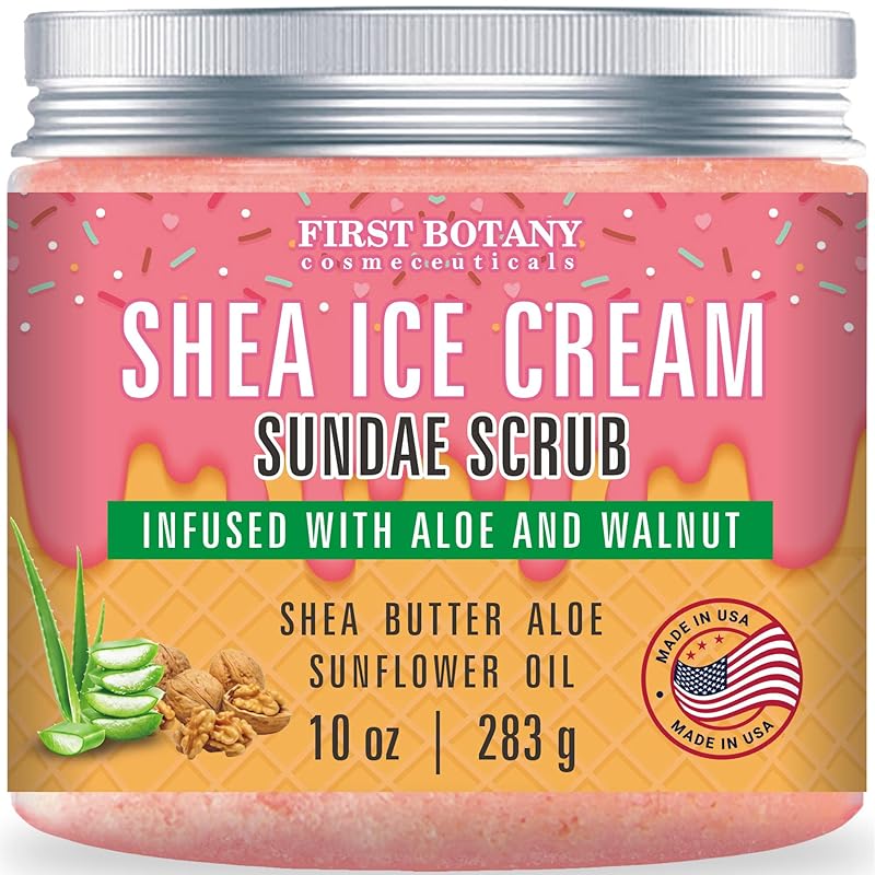 First Botany Cosmeceuticals, 100% Natural Arabica Coffee Scrub with Organic Coffee Coconut & Shea Butter Acne Anti Cellulite & Stretch Mark treatment Spider Vein Therapy, Varicose Veins Eczema, 10 oz