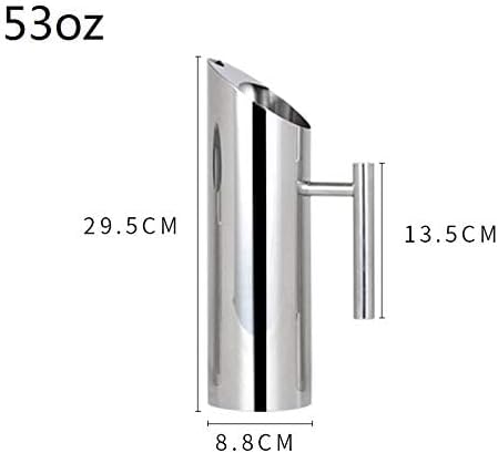 Stainless Steel Water Pitcher Carafe with Ice Guard 53 Ounces Capacity Chrome Plated Mirror Finish by MUGLIO