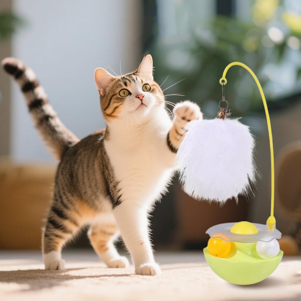 Interactive Cat Feather Toys, 2025 New Automatic Interactive Cat Toys for Indoor Cats Exercise Feather Toy for All Breeds (Blue)