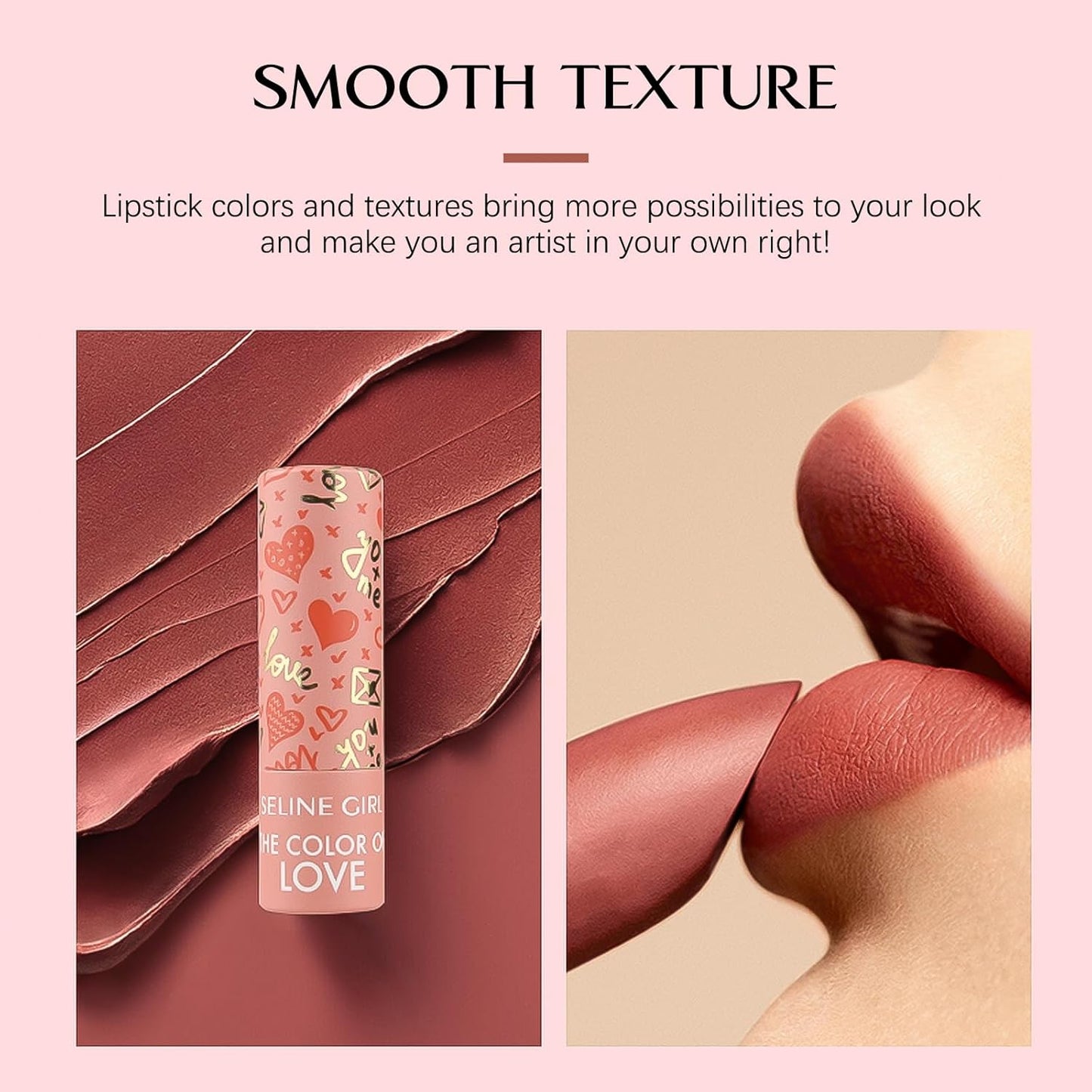 Love Lipstick Makeup, Lip Stain for Women Girls, Vivid Colors Long Lasting Lipsticks, Lip Balm Waterproof, Lipgloss for Girls, Lip Tint Misty Mud Texture #rose pink
