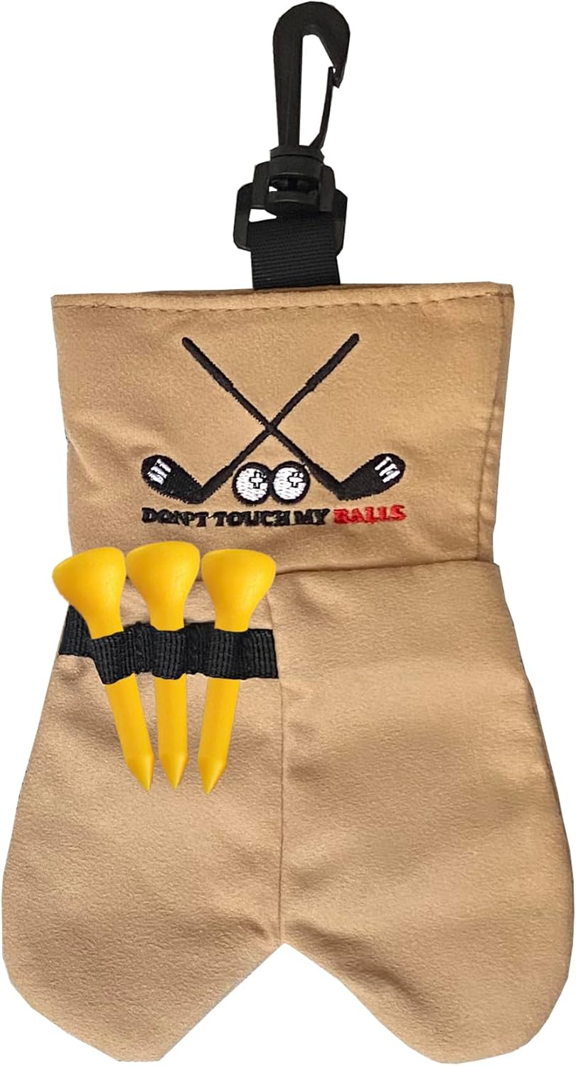 Endysis Golf Ball Funny Bag, Golf Ball Storage Pouch, Funny Print Golf Accessories Bag with Golf Tee Holder, Keychain, 6 Balls Capacity, Gift for Men Women