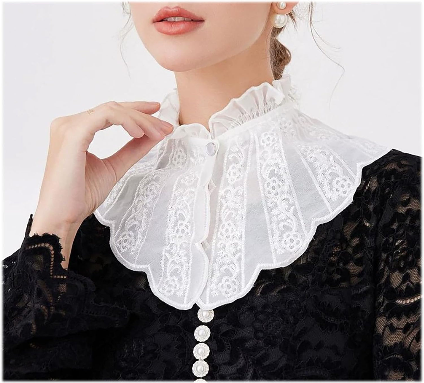 WENLOOY Retro Hollow Out Lace Floral False Collar Detachable Fake Collar for Women Girl