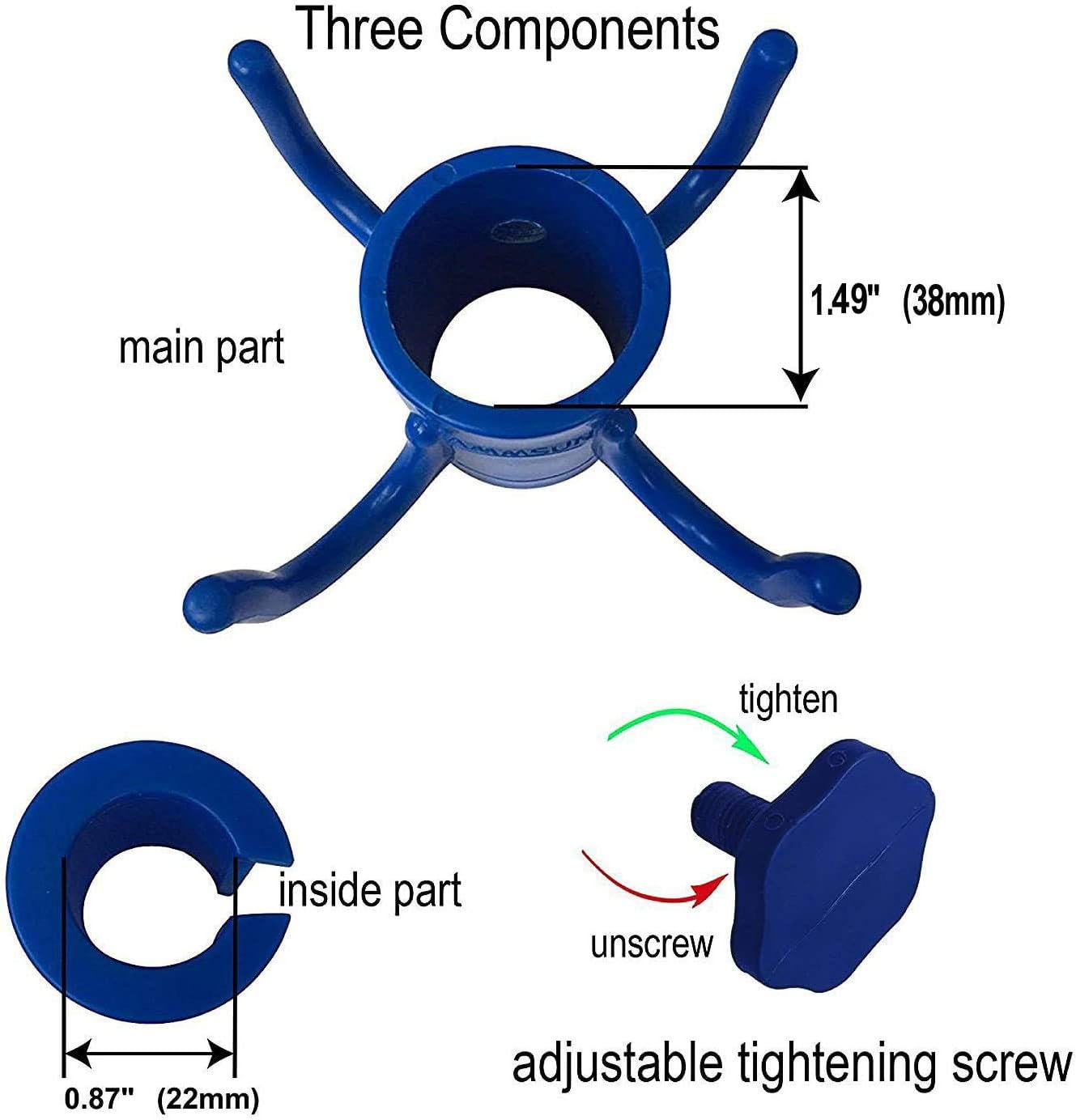 AMMSUN Beach Umbrella Hanging Hook,4-prongs Plastic Umbrella Hook Hanging for Towels /Hats/Clothes/Camera/Sunglasses/ Bags,Fit for Beach,Camping Trips Blue