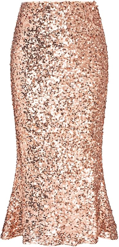 GRACE KARIN Jupe de fête à paillettes pour femme - Taille élastique - Jupe moulante sirène