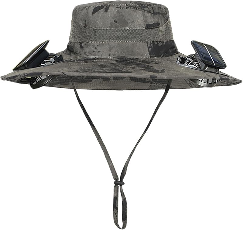 Wide Brim Solar Fan Outdoor Fishing Hat Hats for Men Women & USB Charging,Upf50+