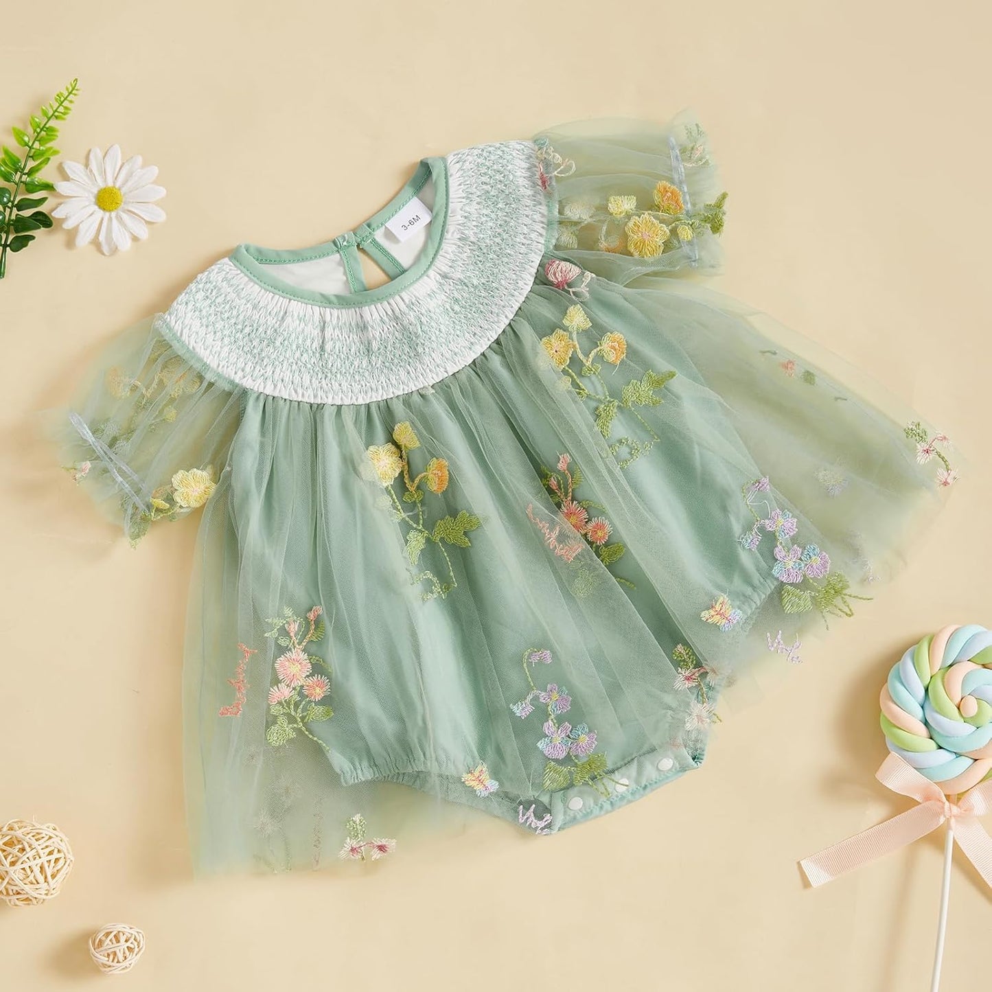Baby Girls Tulle Tutu Dress Party Holiday Princess Dresses Infant Toddler Embroidery Flower Fairy Romper Dress - TrendyLookz