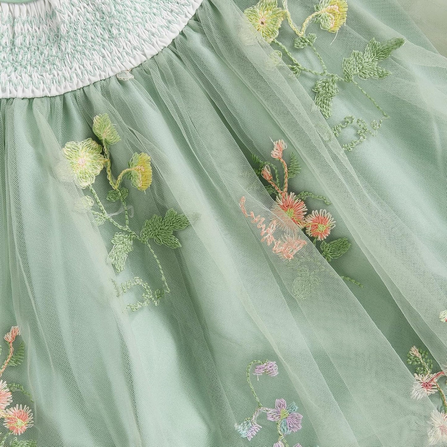 Baby Girls Tulle Tutu Dress Party Holiday Princess Dresses Infant Toddler Embroidery Flower Fairy Romper Dress - TrendyLookz