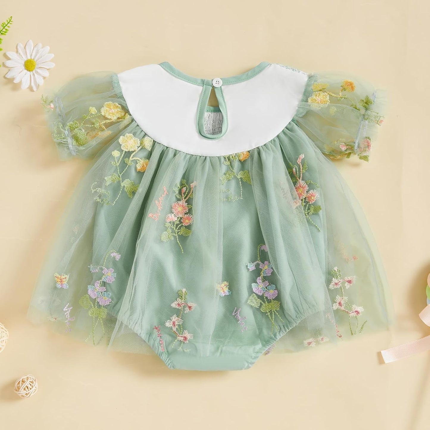 Baby Girls Tulle Tutu Dress Party Holiday Princess Dresses Infant Toddler Embroidery Flower Fairy Romper Dress - TrendyLookz