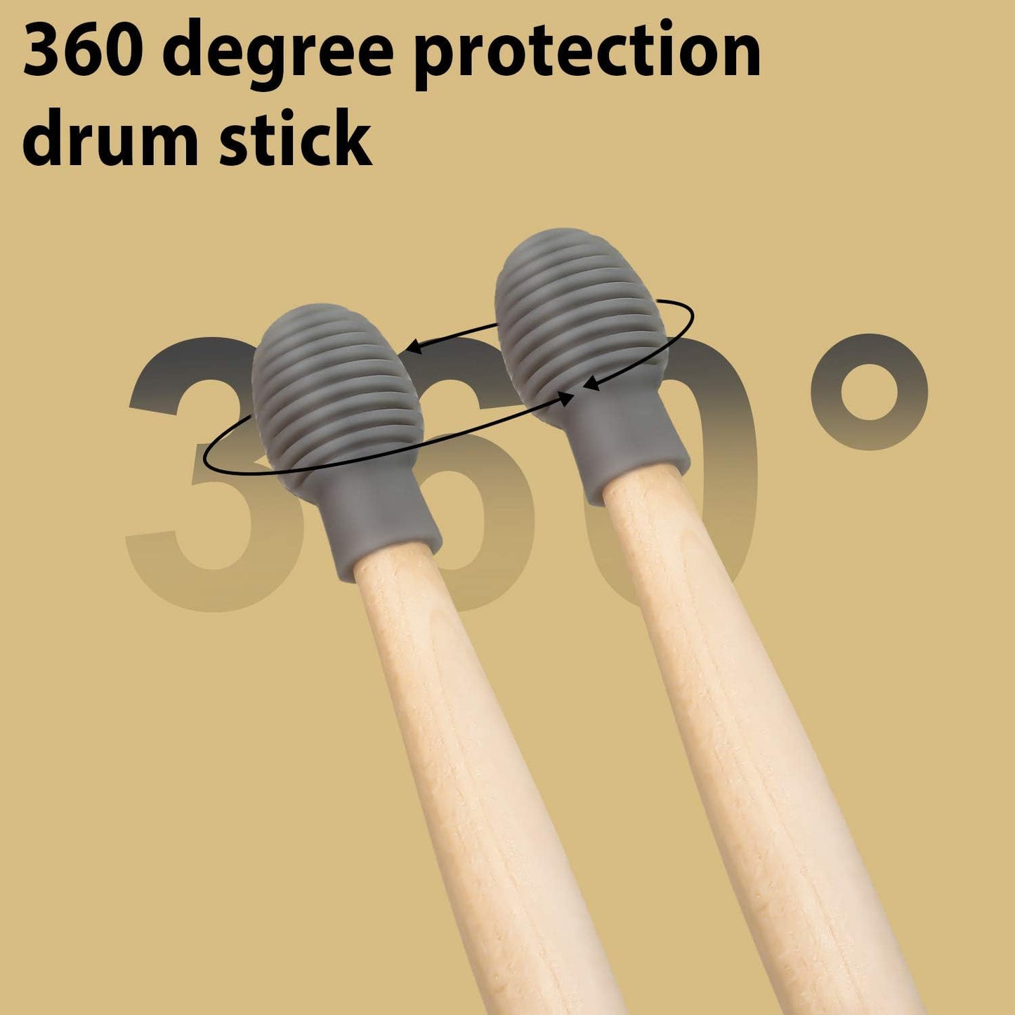Frienda 8 Pieces Drum Stick Silent Tip Drum Quiet Sticks Mute Dampener Accessory Rubber Practice Percussion Tips Replacement Practice Tips(Black and Grey)