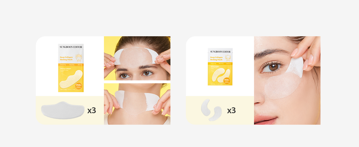 SUNGBOON EDITOR Deep Collagen Melting Patch | Real Collagen, Glutathione, Glass Skin, Skin Firming for Deep Wrinkle, Spot Correcting, Collagen Patches, Under Eye Mask, Korean Skin Care, 1.13 ounces