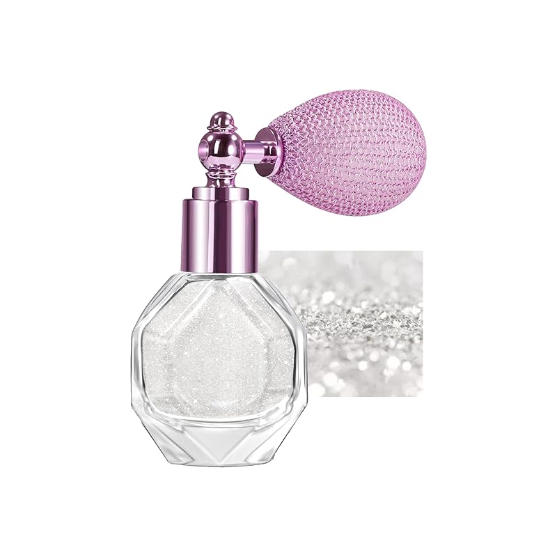 Shimmering Highlighter Powder Spray, Sparkle Powder High Gloss Spray for Face Body & Hair, Long-lasting Glitter Waterproof Face Highlighter Spray for Women Party or Daily Wear, #02