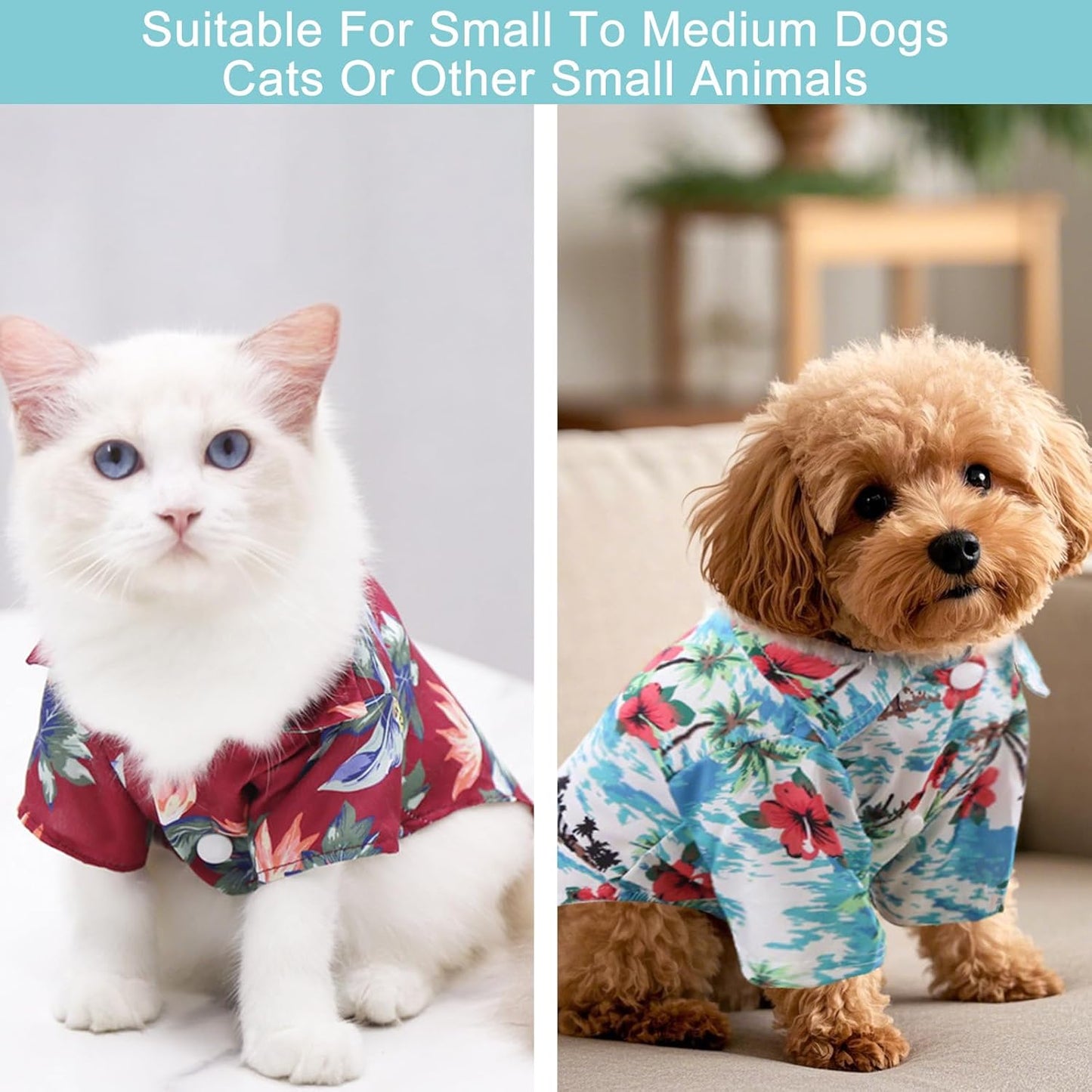 5 Pieces Hawaiian Dog Shirt Pet Summer T-Shirts Breathable Cool Costume Coconut Tree Pineapple Beach Pets Clothes for Small Medium Cat Boy Girl Cute Puppy Polo Apparel Outfit Costumes Doggy- Medium
