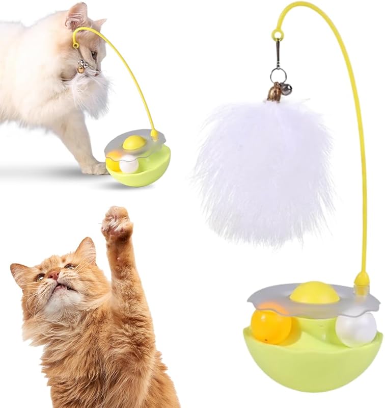 Interactive Cat Feather Toys, 2025 New Automatic Interactive Cat Toys for Indoor Cats Exercise Feather Toy for All Breeds (Blue)