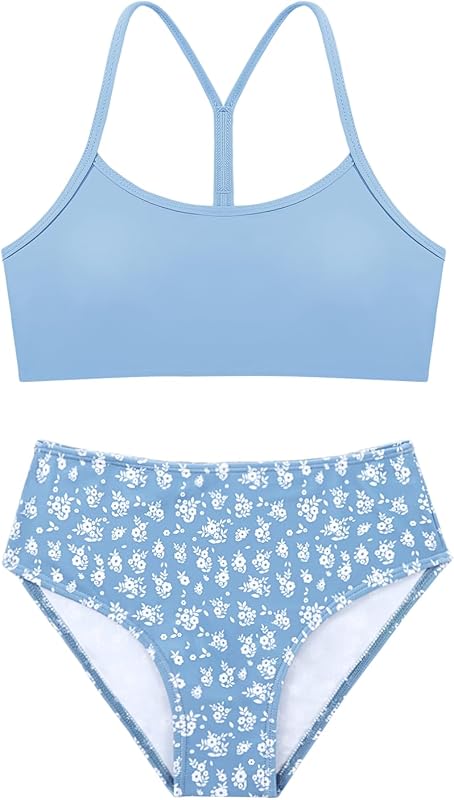 Weixinbuy Girls Swimsuits Bikini Set Kids Bathing Suit Bikini Top Bottom 2Pcs Teen Girls' Swimwear Set