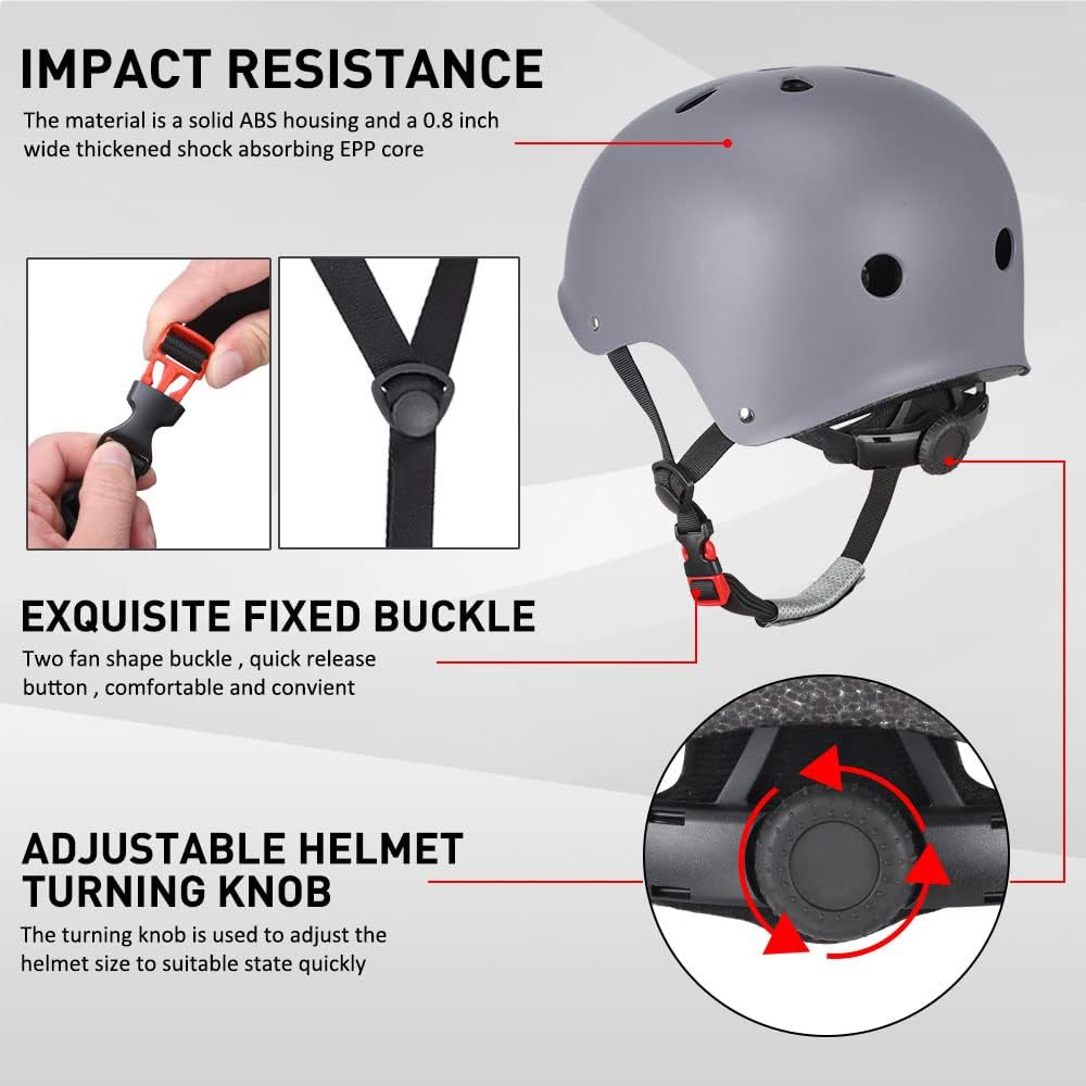 JBM Skating Protective Gear Adult Skateboard Helmet Knee and Elbow Pads with Wrist Guards for Inline Roller Skating, Skateboarding, Scootering