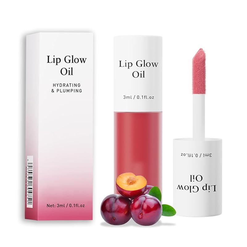 Korean Lip Oil - Fruity Flavor Lip Glow Oil, Moisturizing Hydrating & Nourishing Non-stick Cup Transparent Plumping Lip Gloss for Dry Lips & Lip Care (01#Raspberry)