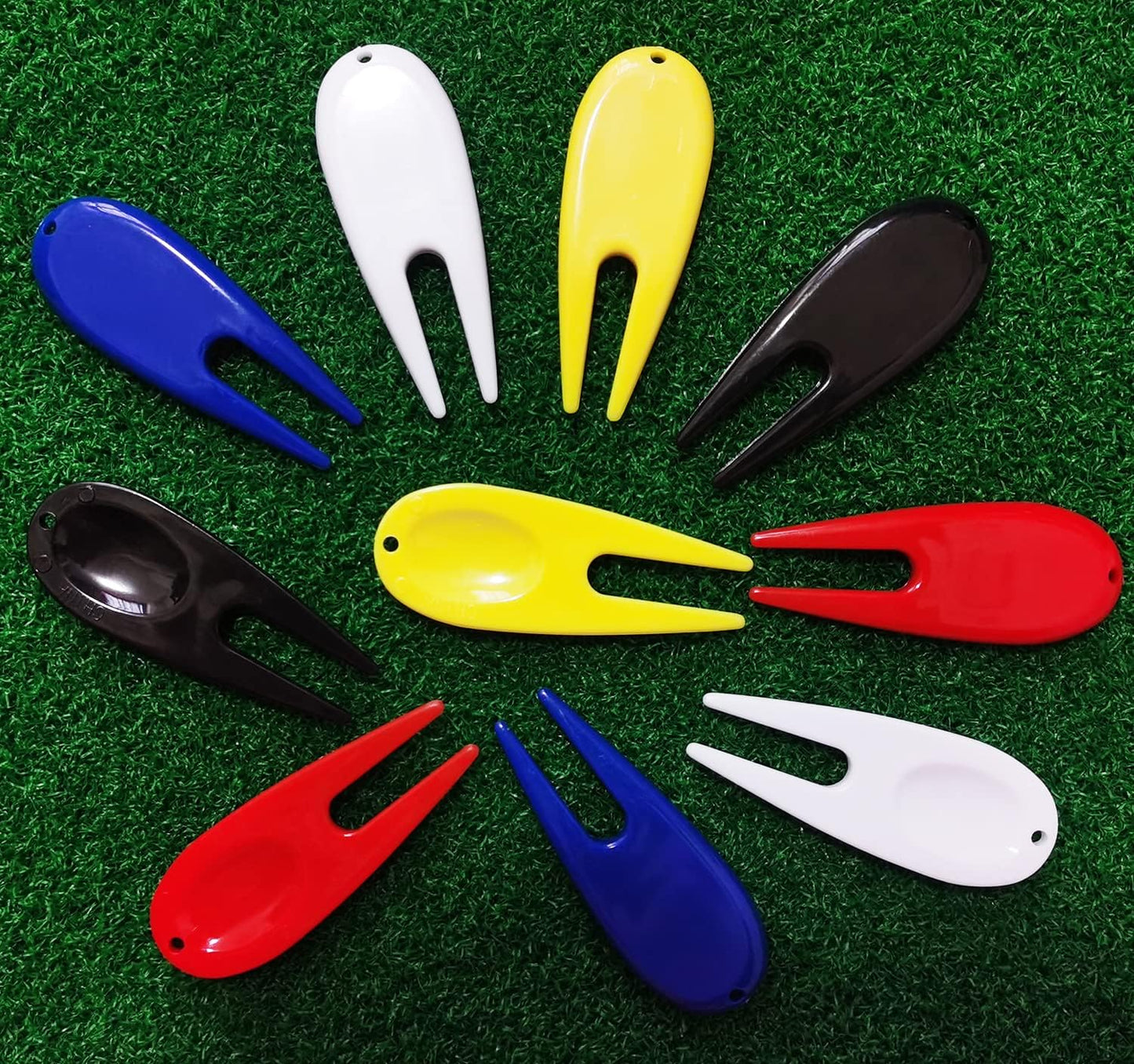 Adhere Golf Divot Repair Tools Plastic Golf Pitchforks 5 Colours Mix Pack