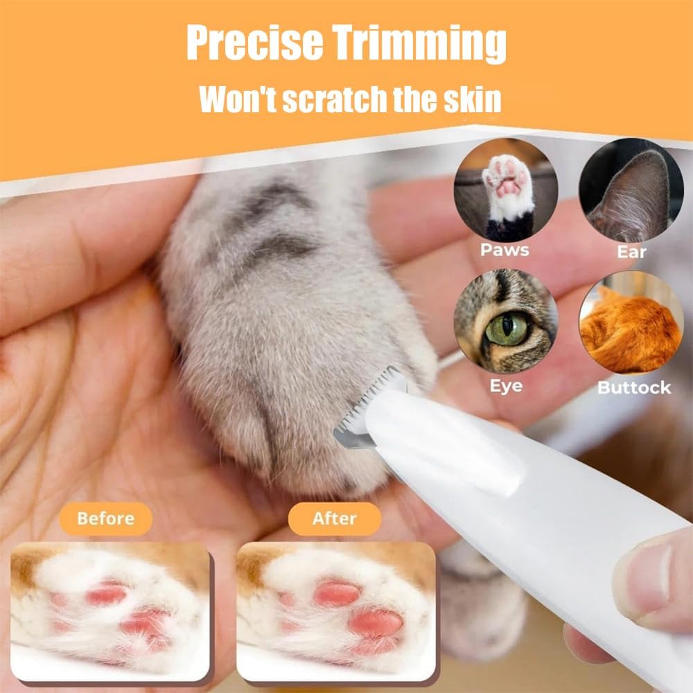 Belvedere Cat Trimmer, Belvedere Cat Grooming Trimmer, Rechargeable Quiet Pet Shaver for Paws, Ears, Eyes, Face and Buttocks (F2 White) - TrendyLookz