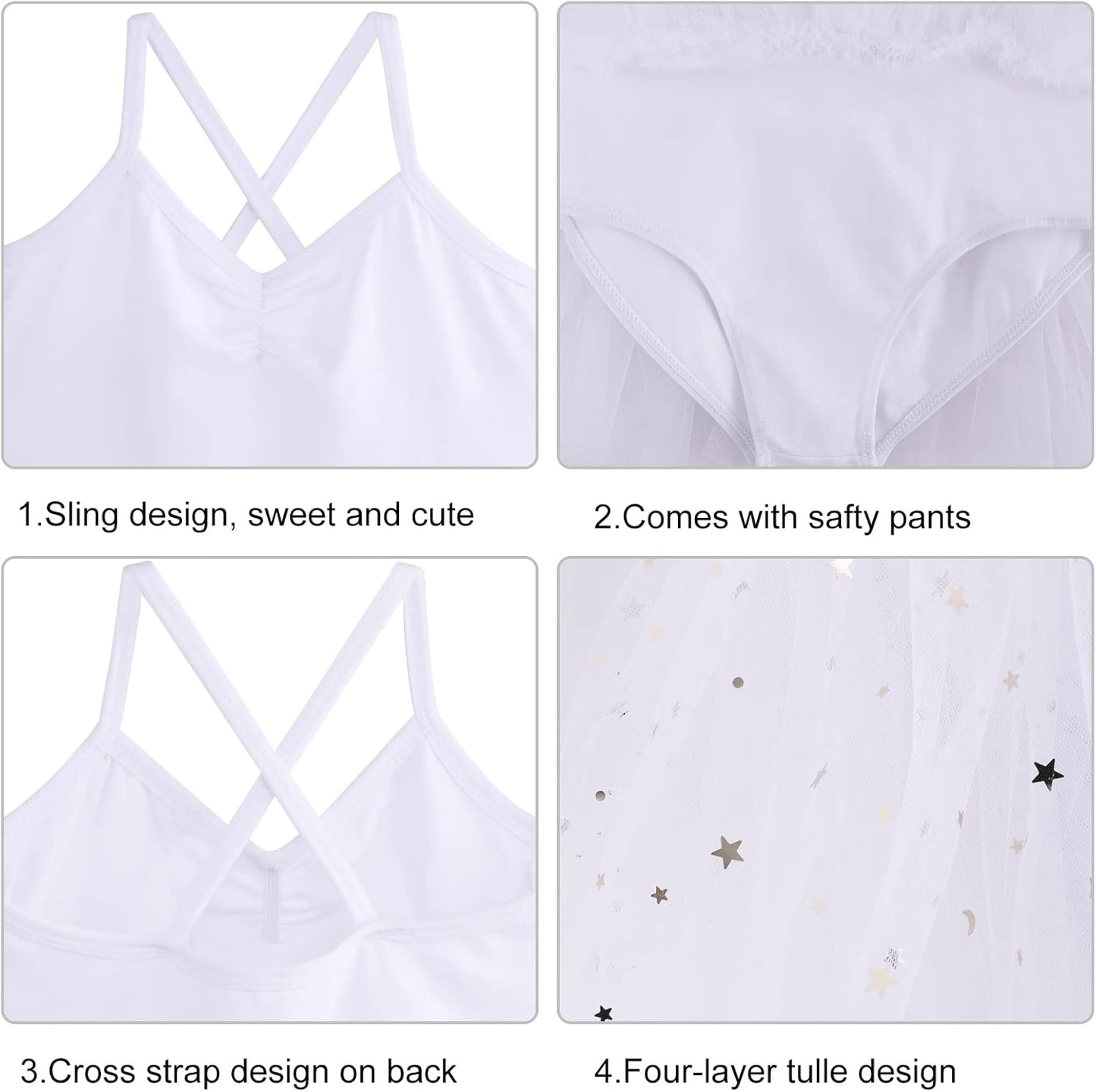 Bezioner Girls' Ballet Dress with Tutu Skirt Children Cotton Leotard Sleeveless Dance Outfits - TrendyLookz