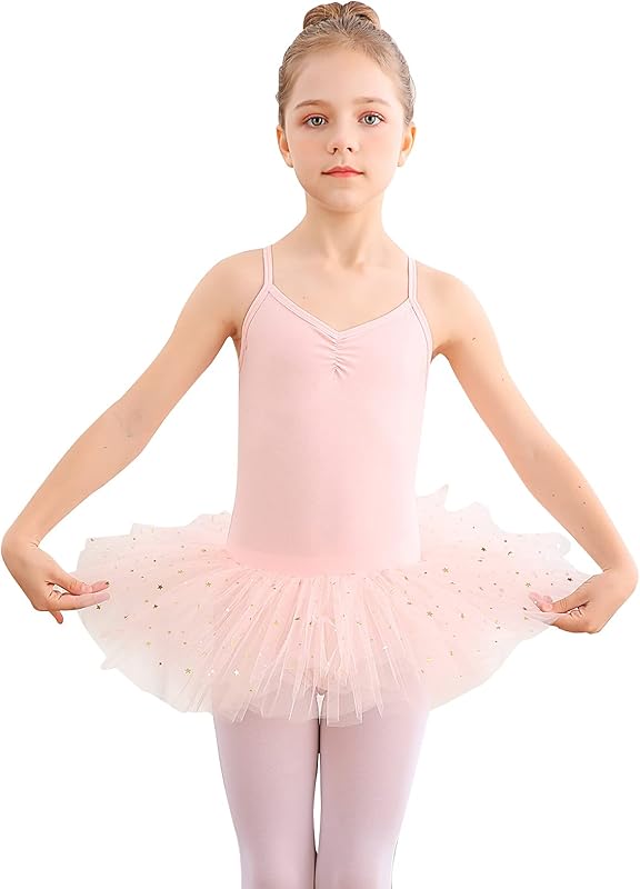 Bezioner Girls' Ballet Dress with Tutu Skirt Children Cotton Leotard Sleeveless Dance Outfits - TrendyLookz