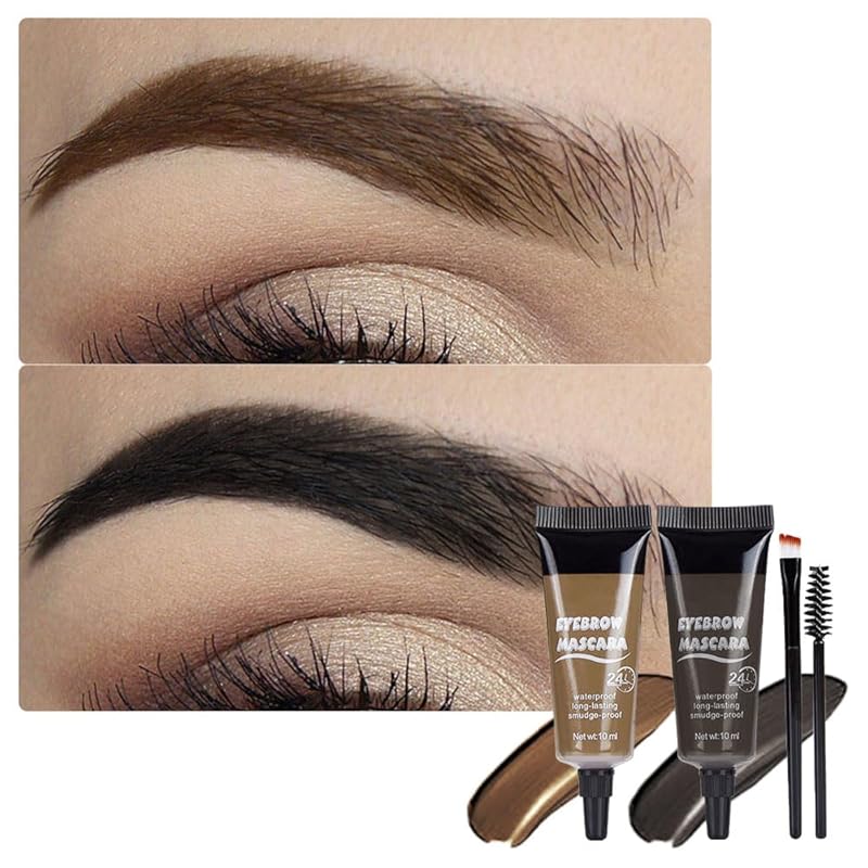 Tinted Thickening Eyebrow Mascara with Two Eyebrow Brushes,Brow Fast Sculpt,Waterproof,Transfer-proof,Eyebrow Tinting Kit- Cruelty Free - Light Medium Brown (1 Pack) (1Pc 01#Brown)