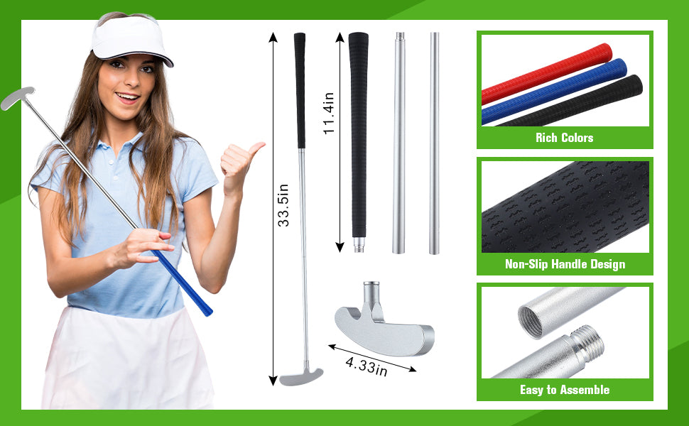 Wettarn 3 Sets Golf Putter Two Ways for Men Women Kids Club with 6 Practice Golf Balls for Left or Right Handed Golfers Indoor Outdoor