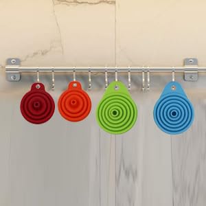 KongNai Kitchen Funnel Set 4 Pack, Small and Large, Kitchen Gadgets Accessories Foldable Silicone Collapsible Funnels for Filling Water Bottle Liquid Transfer Food Grade