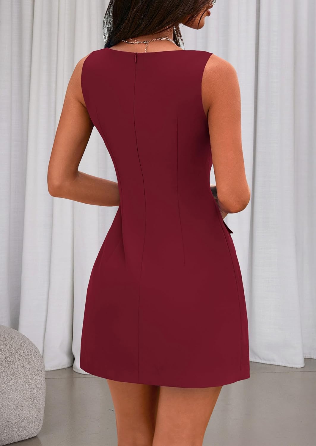 PRETTYGARDEN Womens 2025 Formal Sleeveless Summer Dresses Boat Neck Bodycon Elegant A Line Business Work Mini Dresss
