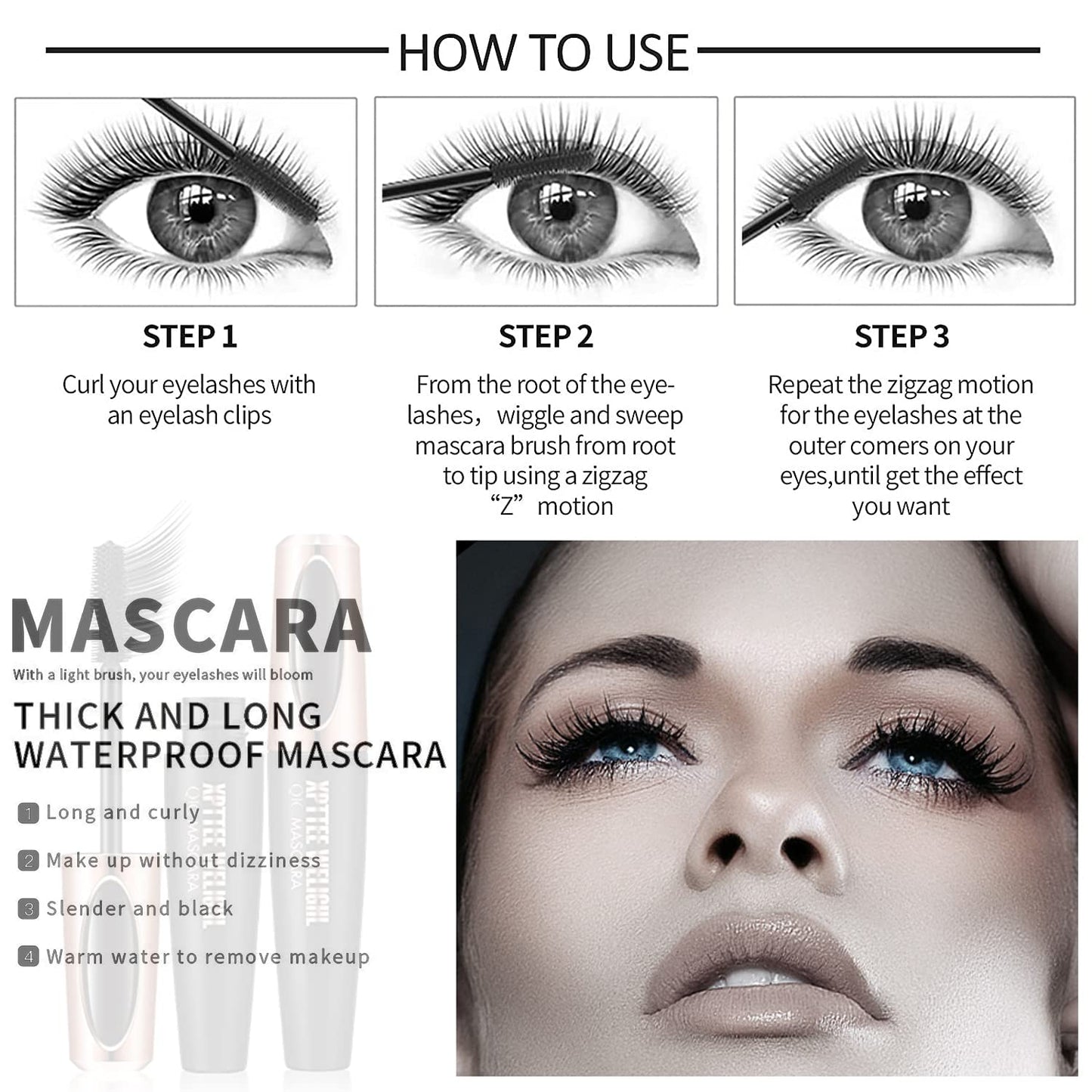 4D Silk Fiber Lash Mascara Extension - 4 Pack Voluminous, Waterproof & Smudge-Proof, Long-Lasting No Flaking, Natural No Clumping, All Day Exquisitely Full