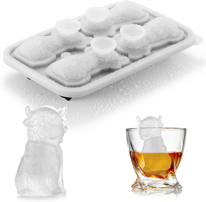 Penguins Ice Cube Tray Fun Shapes, Odd Novelty Cute Penguin Gifts, 2.2" Large Silicone Whiskey Ice Mold for Cocktails,Bourbon,Brandy, w/Funne