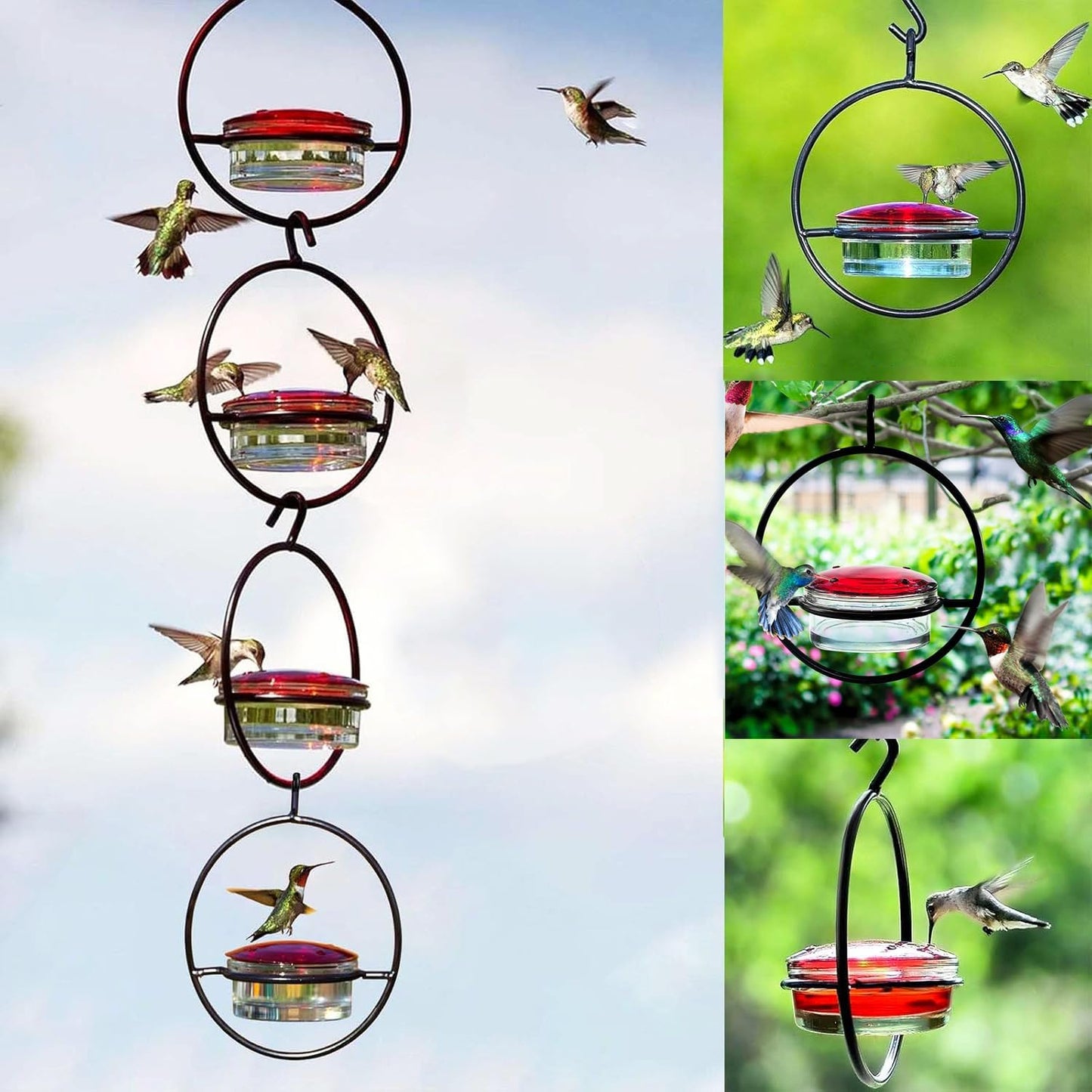 2025 New Hummingbird Feeder, 4PCS Circular Hanging Ant & Bee-Proof Hummingbird Feeders for Outdoor Garden, Patio, Backyard - Leak-Proof, Easy to Clean and Refill