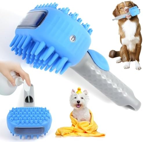 Luxury 2-in-1 Pet Spa Brush - Shampoo Dispensing Silicone Groomer for Dogs & Cats (Pink)