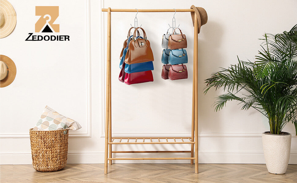 ZEDODIER Purse Hanger Organizer for Closet, 2 Pack Hanging Bag Holder, Keeping Purses Visible and in Good Condition, Metal Handbag Storage Hook Backpack Rack Space Saving Hanger, Silver