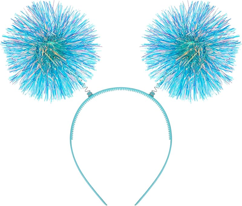 Foil Strips Pom Pom Headband Tinsel Fashion Headband Fluffy Ball Hair Loop Cosplay Hair Accessory for Women Girl Party