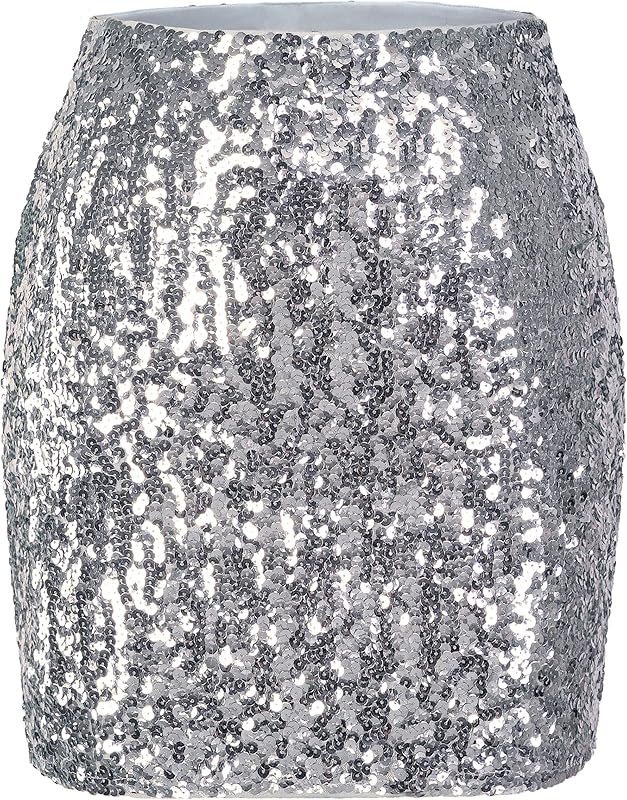 Maner Women's Sequin Skirt Sparkle Stretchy Bodycon Mini Skirts Night Out Party
