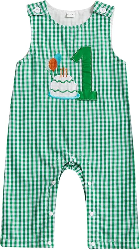 Baby Boy Birthday Outfit Sleeveless 1st Embroidery Birthday Romper Jumpsuit Cute One Piece Cake Smash Outfits