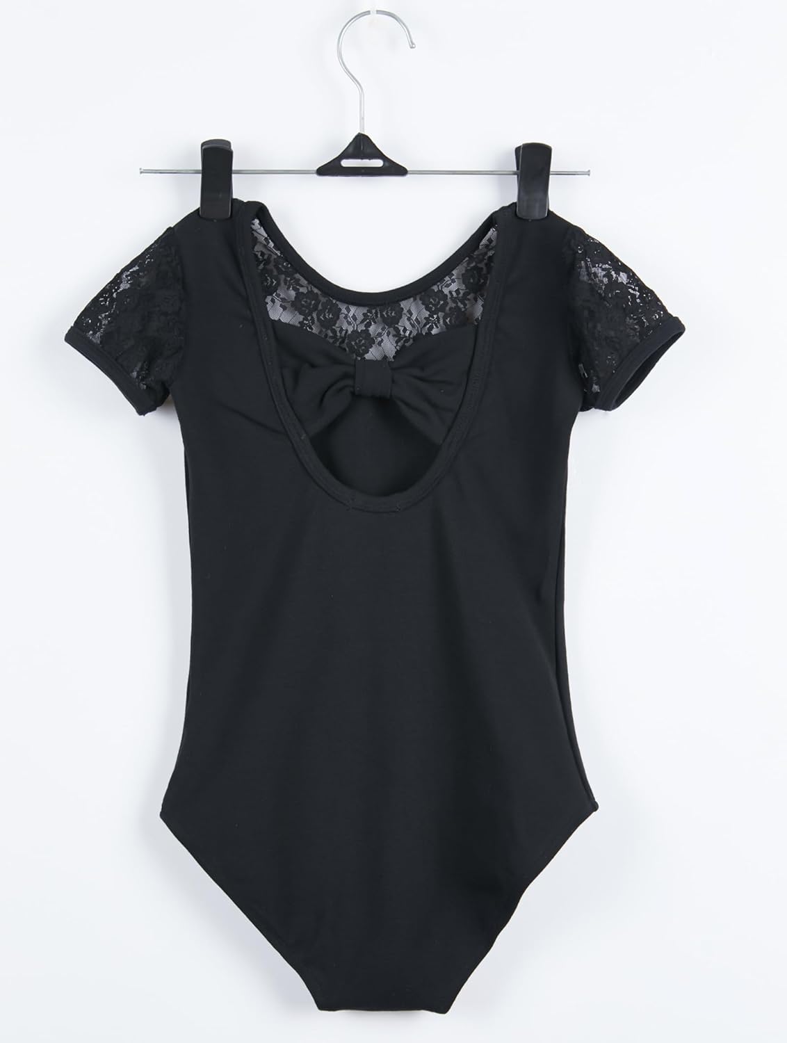 MdnMd Girls Ballet Dance Neck Lace Leotard for Toddler Gymnastic with Bow Back Cap Sleeve