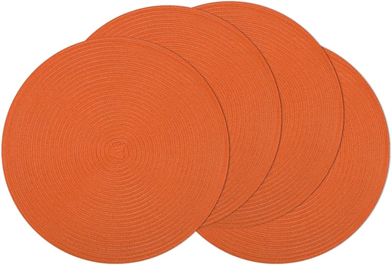 SHACOS Round Braided Placemats Set of 4 Round Table Mats for Dining Tables 15 inch Washable Kitchen Table Place Mats Indoor (Beige, 4)