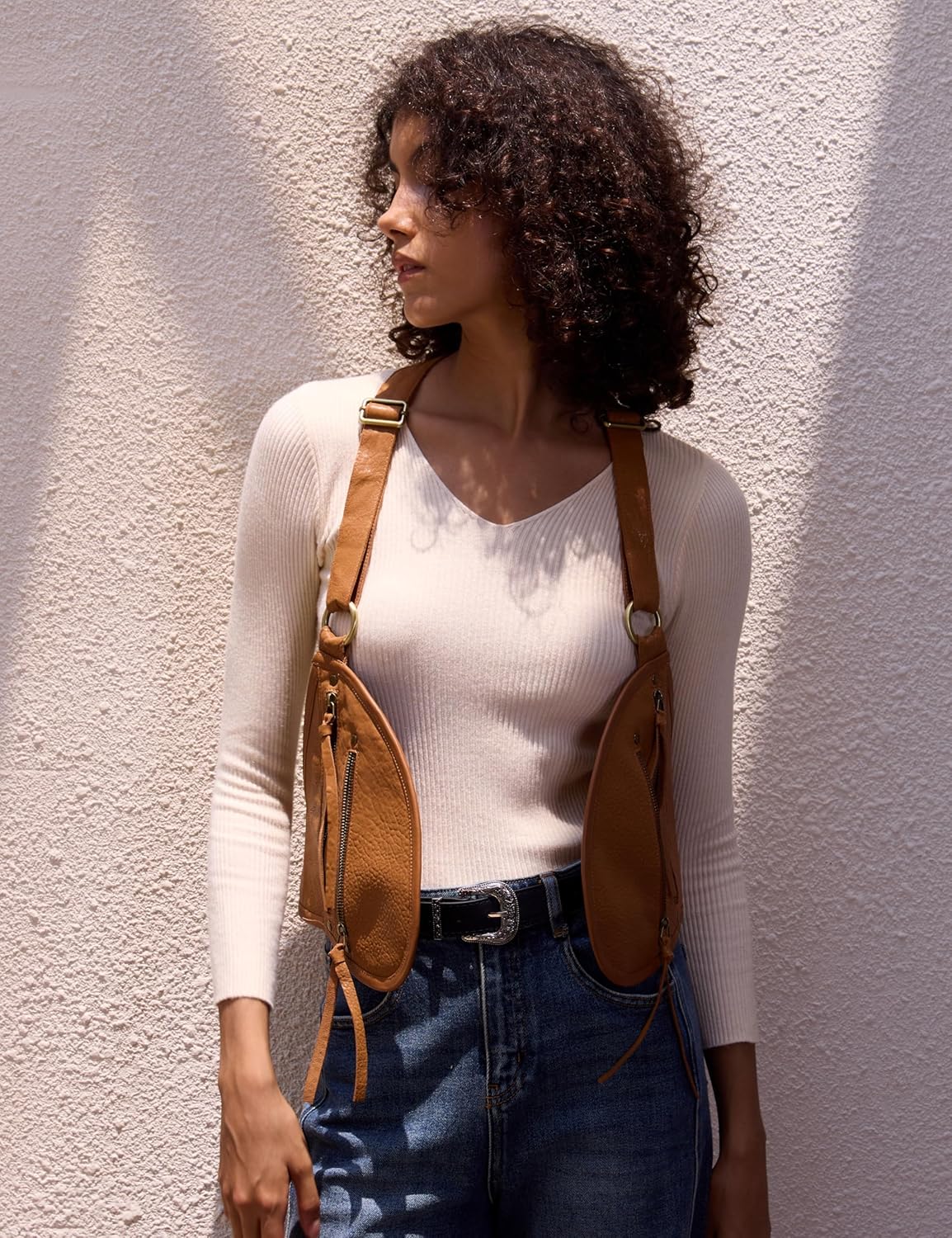 Harness for Women Genuine Leather with Pocket Steampunk Vest