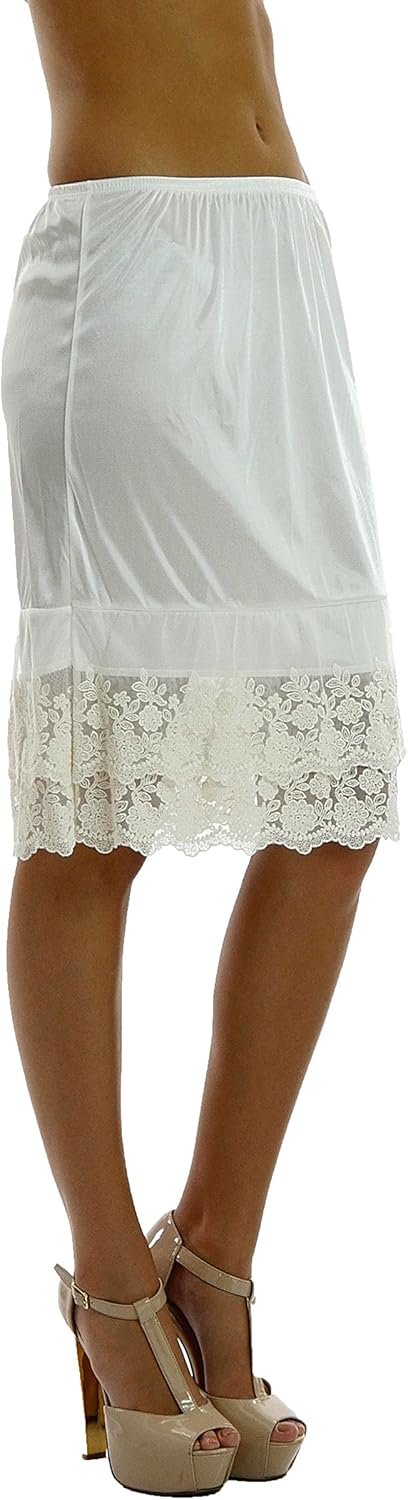 MELODY Double Lace Half Slip Satin Skirt Extender- 21" length