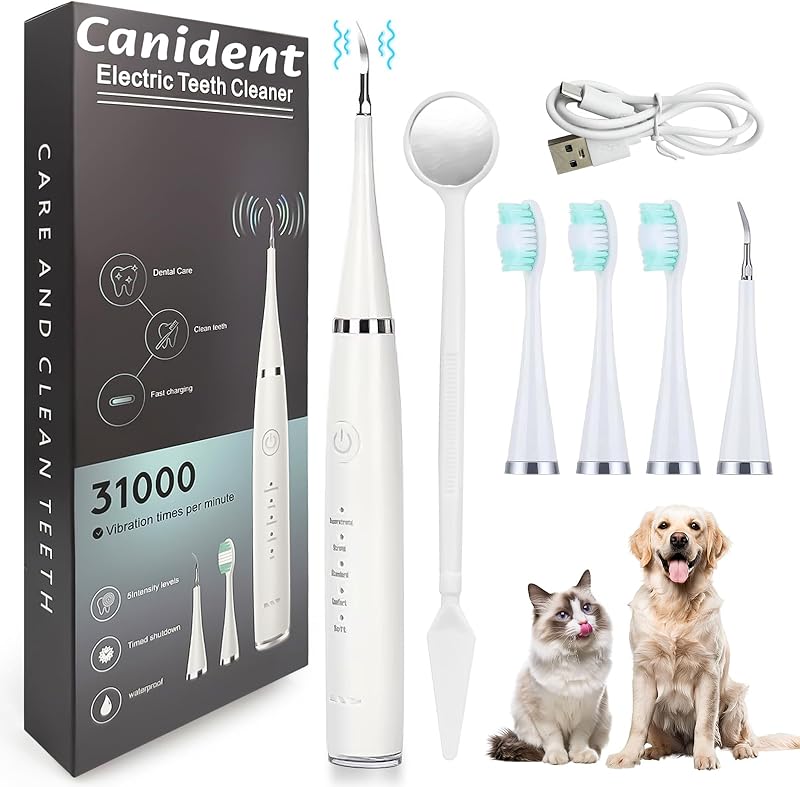 Canident - Sonic Tooth Cleaner for Dogs.Cat Dental Care, Electric Sonic Tooth Cleaner for Dogs, Pet Tartar Plaque Remover, Professional Dog Teeth Cleaning Tools (Black, Standard Size)