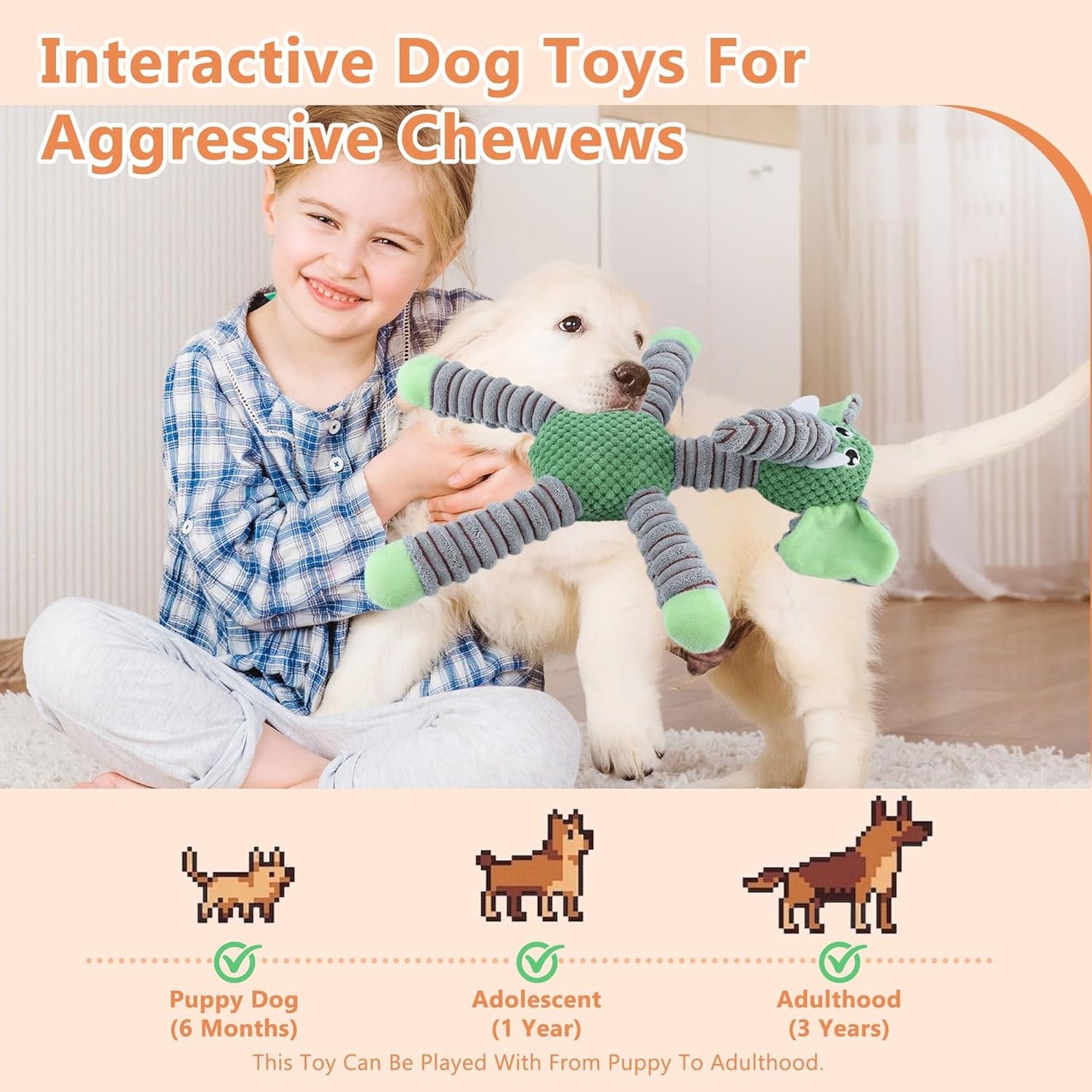 Quietschspielzeug für Hunde, große Plüsch-gefüllte Hunde, interaktives Kauspielzeug, um sie zu beschäftigen, niedlicher Elefant, Tier, Haustiere, Welpen, Hund, Plüschspielzeug mit weichem Stoff für